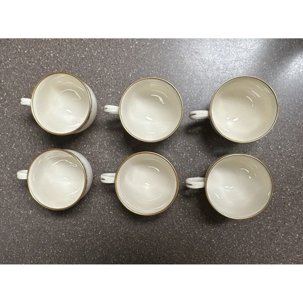 Lenox‎ Liberty Cups Set of 6 Ivory Blue Gold Trim Footed Tea Coffee USA